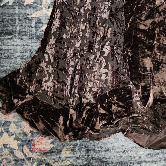 Vintage brown crushed velvet long skirt - Picture 4 of 12